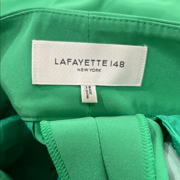 Lafayette 148 New York Green Wide Leg Silk Stretch Pants - Picture 9 of 10